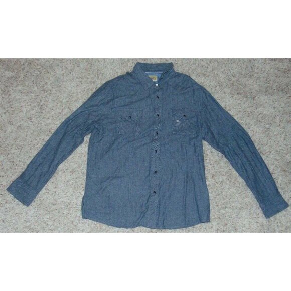 Mens Sport Shirt XL Roebuck & Co Gray Long Sleeve Snap Front Collared - Picture 1 of 4